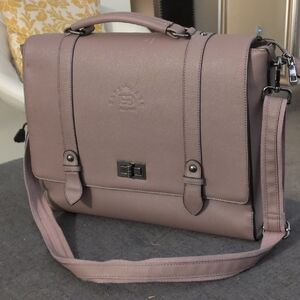 Sophisticated Vintage Mauve Leather Briefcase